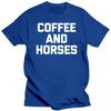 Men's T Shirts Coffee & Horses T-Shirt Funny Sayinger Equestrian Horse Humor Short Sleeve Cotton Man Clothing Fashion Graphic