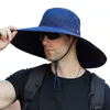 Czapki na zewnątrz stylowy szeroki rdzeń męski hat rybakowy hat solidny wodoodporne czapki przeciwsłoneczne czapkę rybacką Panama Hats unisex 230516
