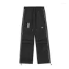 Heren broek zak borduurwerk lading heren casual safari -stijl trekstring elastische taille los rechte jogger