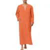 Abbigliamento etnico Abiti lunghi arabi da uomo Arabia Saudita Caftano di lino da uomo Medio Oriente Moda musulmana islamica Abito da abito arabo Abaya Dubai