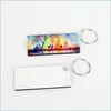 Party Gunst Sublimation Diy Keychain Square Blank Key Ring Heat Transfer HOUTEN KEYS HANDERGEVOEREN VOOR GAST DROP DREVING H DHNXX