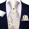 Bow Ties Hi-Tie Light Champagne Floral Silk Wedding Tie For Men Handky Cufflink Fashion Design Nicktie Business Party Dropship