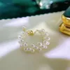 Anéis de cluster vendem 3 linhas de tamanho ajustável minúsculo pérola natural real artesanal de alta qualidade, projetar um presente de casamento de design de anel