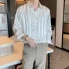 Chemises décontractées pour hommes chemise en soie rayée pour hommes Streetwear Style coréen à manches longues mode pour hommes luxe boutonné smoking social hommes