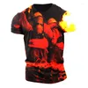 T-shirt da uomo Sport all'aria aperta T-shirt da uomo ad asciugatura rapida Pantaloncini da spiaggia Y2k 3D Fire Hero Stampa Camicia over size Maglietta casual unisex