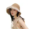 Chapeaux à large bord Chic femmes pare-soleil pliable Style pastoral dame pêcheur chapeau Po Prop