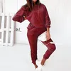 Set da corsa Tuta da donna Felpa con cappuccio in velluto Felpe Top e pantaloni a gamba larga Pantaloni della tuta Set coordinato Streetwear Tuta sportiva casual Sportswea