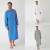 Vêtements ethniques respectueux de la peau caftan musulman chemise de nuit hommes Robe avec manches longues Henley chemise de nuit hommes chemise de nuit pour dormir