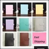 Anteckningar 12 Styles A6 Leather Notebook Binder Creative Notepad er Simple Portable Diary Case School Office Supplies Drop Delivery Bu DHFQX