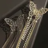 Sbarrettes Korean Butterfly Pearl Tassel Hair Clip Women Crystal Simple Hair Clo Clip Shark Crab Clips Girls Hairpin Hair Accessories 230517