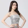 Women's Tanks Pencil Skirt 2 Ways Wear Fashion Bling Women Skirts Gold Sequined Mini Short Wrap Strapless Tops Sexy Bodycon 2023
