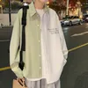 メンズカジュアルシャツ非常に妖精の韓国のシャツメンズ長袖高級デザインマイノリティカラーコントラストスプリングフライドストリートストライプ