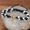 Urok Bracelets Boho Yin i Yang Black White Peads Bransoletka Macrame For Women Men Natural Stone Stack Biżuteria