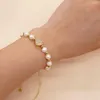 Strand Gold Plated pärlast Miyuki Armband Fashion Jewelry Natural Pearl Heart Charm Friendship Armband för kvinnor Teen Girl Gift