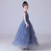 Vestidos de menina jiajia ya vestido de noite para meninas azul aniversário elegante princesinha anfitrião piano performance bolo flor flor