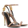 Eleganta varumärken kvinna Desinger Sandal Padlock Pointy Naked Black Sandals Shoes Women Lock-and-Key Metal Stiletto High Heels 100mm Sexy Lady Party Wedding Dress EU35-43