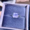 Anelli a grappolo Vintage Lavanda Ametista Anello di fidanzamento Art Déco Wedding Band 925 Argento Birthstone Anniversario per le donne