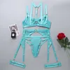 مجموعة مثيرة Ellolace Lingerie خيال الملابس الداخلية حزام الرباط المثيرة 4PIES