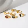 Cluster Rings Engraved Bitch Poppin Word Stainless Steel Lettered For Women 18K Gold Plated Heart Shape Zircon Finger