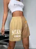 Shorts de marca esporte de verão executando corrida fitness fitness seco soly hux hux elástico casual de cintura alta bloco colorido suor com bolsos