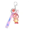 Keychains Korean Colorful Keychain Crystal Acrylic Doll Pendant Car Key Chain Ring Girls Small Presents Wholesale