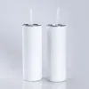 USA CA Warehouse 20oz Blanks White Sublimation Mugs Water Bottles Drinkware Rostfritt stål tumlar med plaststrå och lock
