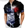 T-shirt da uomo Nuovo stile hawaiano Giorno dell'indipendenza americana Circostante Polo manica corta T-shirt con cerniera Uomo T230517