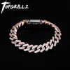 Link Armbanden Topgrillz 14mm Big Box Clasp Miami Cubaanse armband Goudzilverkleur Iced Out Cubic Zirkon Rock Hip Hop Style Men's