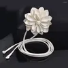 Belts Women Big Flower Decorative Handmade Luxury Design Woven Braid Waistband Tassel Tie Waist Rope Bohemian Strap B2F4