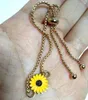 Charm Bracelets 10pcs/lot Sunflower Daisy Charms Bracelet For Women Adjustable Braided Stainless Steel Chain Handmade Jewelry Gift