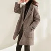 Delle donne di Lana 2023 di Autunno della Molla Cappotto di Lana Delle Donne di Modo Trench Plaid Double-Sided Giacca A Vento Allentato 4XL Capispalla Soprabito femminile