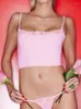 Женские спортивные костюмы Seasons Pink 2 штуки набор женских кружевных отделений Cami Top и шорты Y2K Sexy Lingerie Lymer Eatings Coquette Одежда 2023