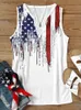 여자 탱크 케미 여성 미국 국기 와플 v-neck 탱크 탑 화려한 인쇄 애국 셔츠 여름 캐주얼 조끼 여름 4 월 4 일 T230517