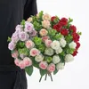 Decoratieve bloemen 11 Pink Silk Roses Simulatie Bruid vasthouden Pieter Fake White Home Wedding Christmas Decoratie