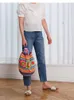 Bel çantaları bohem tığ işi namlu şeklindeki kadın omuz örtüsü örgü büyükanne kare sırt çantaları el yapımı dokuma el çantası gündelik seyahat çantası 2023