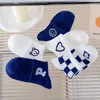 Socks Hosiery 5 Pairs Of Klein Blue Womens Funny Cartoon Spring And Autumn Socks Harajuku Style Leisure Checked Boat Socks P230517