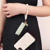 New Elegant Leaf Pattern Wristlet Keychain Cute Pearl Shell Pendant With Keyrings Strap For Women Keys Phones Wallets Decoration