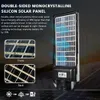 Solar Street Lights Outdoor IP69 Waterproof Flood Lights with Double Sided Charging Dusk to Dawn LED Light for Yard, Parking Lot