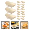 Tazones 120 piezas Catering de madera Platos de sashimi de un solo uso Bandeja de barco de sushi Servir en forma de tazón