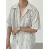 Casual shirts voor heren Antiek golvend gestreept shirt met korte mouwen voor mannen en vrouwen zomer losse Japanse stijl hoogwaardige Cubaanse kraag Koreaans