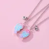 Ketten Lovecryst 2 Teile/satz Nette Gradient Pailletten Magnetische Herzförmige Freund Halskette BFF Freundschaft Schmuck Geschenke für Kinder