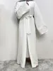 Ethnic Clothing Middle East Fashion Ramadan Patchwork Lace Long Cardigan Muslim For Women Dubai Abaya Maxi Robe Kimono Turkish Islamic Clothing 230517