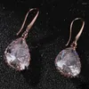 أقراط قلادة مجموعة من الزفاف-Jewelry Sets Women Waterdrop Accessory Cubic Zircon Crystal Hook Jewelry