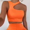 Débardeurs pour femmes Camis Sexy Off Une épaule Irrégulière Évider Sport Débardeur Halter Crop Tops Femmes Sans Manches Cropped Vest Camis Tube Top Femme T230517