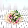 Flores decorativas 35 cm rosa rosa seda peônia buquê de flor artificial 6 grandes cabeças falsas adequadas para decoração de casamento em família em