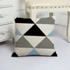 45*45cm klasik açık mavi beyaz geometrik desen keten yastık kasası ev kanepe dekoratif yastık kılıfı kapağı