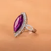 Band Rings Cellity Classic Silver 925 Rings With 10*20mm Big Amethyst Gemstone Horse Eye Zircon Lady Fine Jewelry Women Party Wholesale J230517