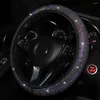 Steering Wheel Covers Bling Rhinestones Crystal Car Cover Leather Steering-wheel Stuff Auto Accessories For Woman