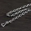 Kedjor S925 Sterling Silver Thai Punk Men Box Chain Link Halsband 925 Pure Male Thick Hip Hop 7mm Fina smycken