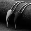 Pendant Necklaces Punk Brave Animal Men Black Silver Color Stainless Steel Wolf Tooth Spike Necklace Jewelry For Friends Gift